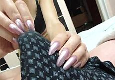 clear purple nails handjob tutorial