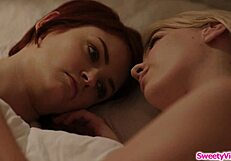 Two lesbians make out, and engage in oral sex, and fondling while still in their lingerie