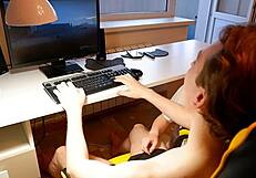 Petite Girlfriend Sucks Cock While I Play Computer Games.
