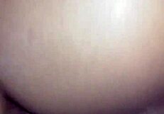 Amateur couple shares intense late night creampie session in their homemade bedroom