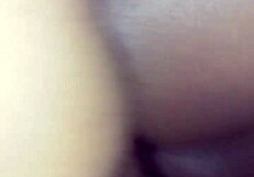 Amateur couple shares intense late night creampie session in their homemade bedroom