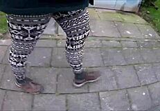 Intense Norwegian Legging Fetish in Outdoor Setting