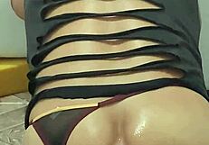 Gay guy moans loudly on huge silicone cock 😍