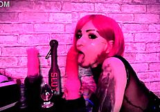 Slut In Fishnets Fingers Ass Close Up!