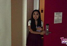 luna mills, the student with big tits, gets a taboo creampie in her shaved pussy