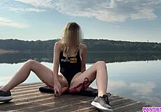 Octopus Tattoo Girl, Ride That Dildo On The Lake!