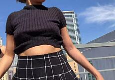 Two Amateur Girls Get Soaking Wet On Balcony