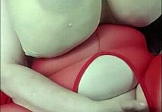 Girl rubs fat tits and pussy hard