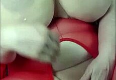 Girl rubs fat tits and pussy hard