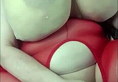 Girl rubs fat tits and pussy hard