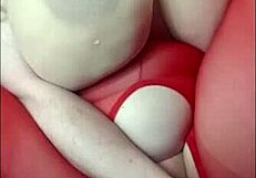 Girl rubs fat tits and pussy hard