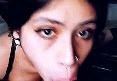 emo girl sucks boyfriend's dick on webcam show!