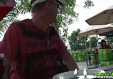 Tuktukpatrol sexy asian sucks two dicks at once!