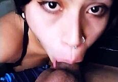 emo girl sucks boyfriend's dick on webcam show!