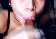 emo girl sucks boyfriend's dick on webcam show!