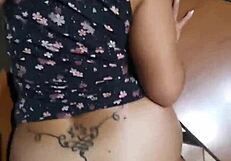 I catch my stepmother washing dishes and fuck her on the chair