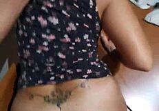 I catch my stepmother washing dishes and fuck her on the chair