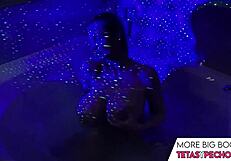 blue big tits relaxing in the bath tub