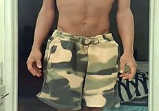 mature woman does workout routine in dorm with roommate