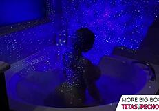 blue big tits relaxing in the bath tub