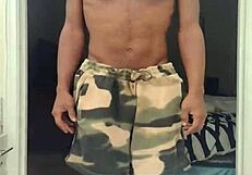 mature woman does workout routine in dorm with roommate