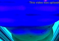 Milf blonde pleasures herself on the gym tanning bed