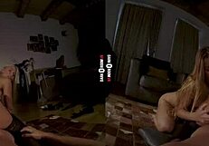 Blonde engages in hardcore fucking in dark room VR