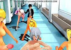 Having wild sex in the hallway while dancing to music with futanari hentai vibes.