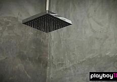 Big boobed Romanian Alyssia Kent gets massaged and fucked bent over by huge cocked guy in shower