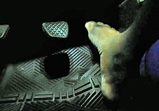 the driver accidentally touches the gas pedal with his bare toes while groping the feet 😲