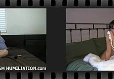 she wears matching bra and panties for bisexual femdom play