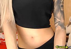 Young hot and skiny beautiful woman with gorgeous big boobs is pleasuring herself on camera