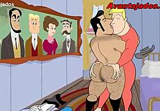 Cartoon gay sheriff drawing conversation