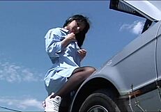 Brunette Teen Rides Hard Cock in Car Scene