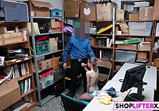 Teen punished with big cock blowjob for shoplifting at the store