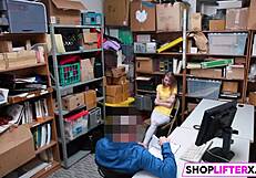 Teen punished with big cock blowjob for shoplifting at the store