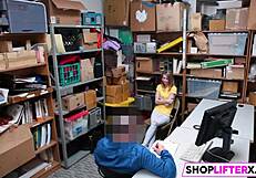 Teen punished with big cock blowjob for shoplifting at the store