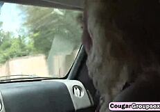 Naughty cougars dominate in a wild, kinky foursome session.