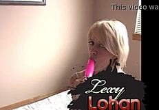wow, lexy lohan's natural tits with dildo action!