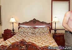 Voyeuristic teen pornstar caught in blowjob, fingering, and masturbation scene with brunette hardcore action.