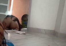 Two men have sex with a hot naked woman
