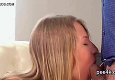 Stunning looker experiences an unusual bathroom incident.