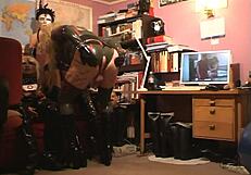 Roxina's latex doll cock pleasure