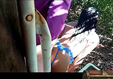 camera records woman cheating hidden in backyard with anal assfucking