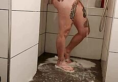 Erotic Shower Time with Sexy Blonde Teen and Her Tattoos