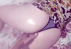 Visiting stepmom at midnight for a wild oiled ass ride! What a slutty surprise!