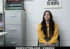Judy Jolie seductive scene in a garage after shoplifting