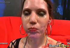 Euro sluts in wild bukkake blowbang 😈