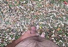 Dirty Talk Outdoors Leads to Naked Cumming Session