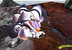 Demons pound that huge ass relentlessly!